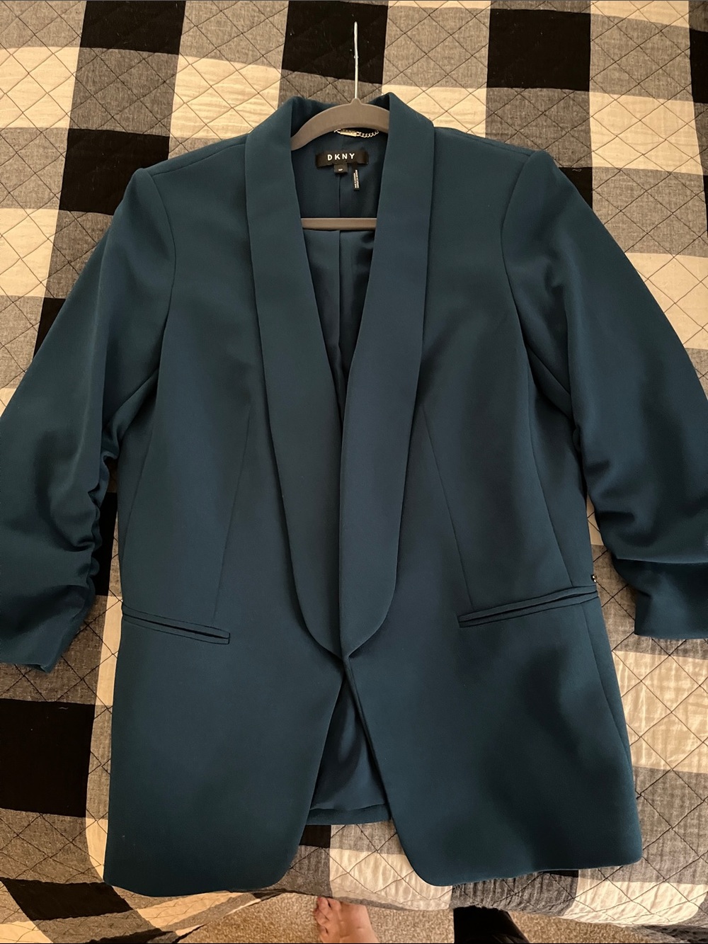 DKNY Teal Shawl-Collar Blazer